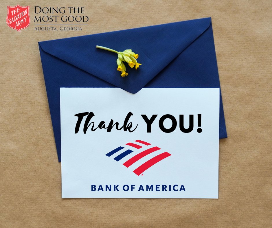 🎉 Exciting News! 🎉 
We are thrilled to announce that the Salvation Army of Augusta has received a generous $10,000 grant from @BankofAmerica for our Job Skills Training Program. We're grateful to Bank of America for their continuous support. 
#BofAGrants