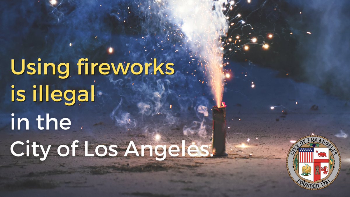 On this 4th of July, we have a lot to celebrate. But remember, fireworks are illegal in the City of Los Angeles. If you see something, say something.

Report illegal fireworks at 877-ASK-LAPD (877-275-5273)
Learn more mysafela.org/fireworks/

Have fun, and stay safe!