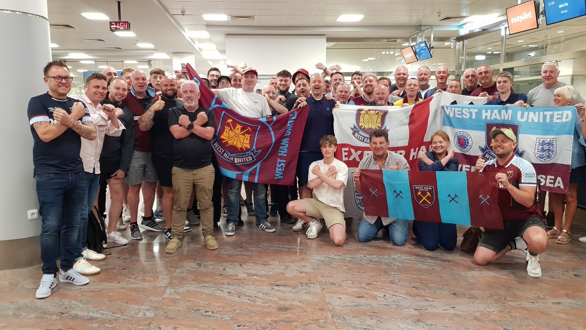 West Ham Fans travelling back to Bristol tonight after an amazing time in Prague. COYI