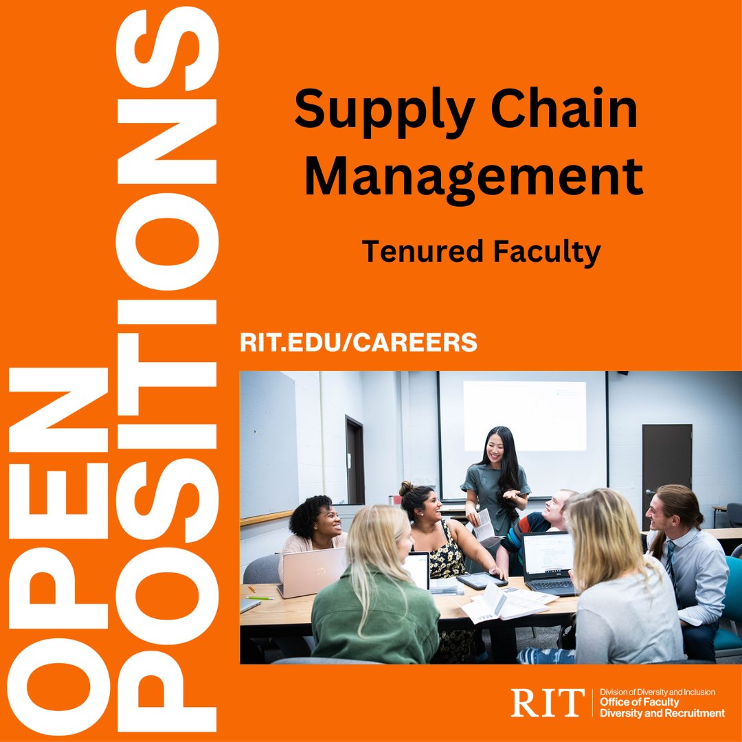 FacultyRecruit's tweet photo. ✅Faculty Job Alert ✅
@RITbusiness invites applications for a full-time, tenured faculty position in Supply Chain Management within the Department of Management. Learn more and apply: https://t.co/Mdckzth2Bh

#facultydiversity #futurefaculty https://t.co/bYzxcTNnR9