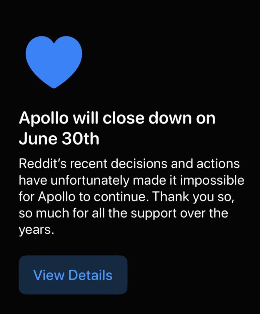 KirbySSM_'s tweet image. Rest in peace #apollo. I’ll be dropping #reddit , I can not use the official app. 🫡
#redditapi #apolloapp