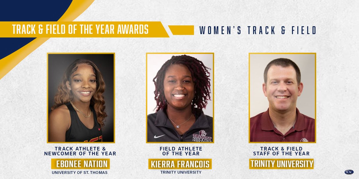 SCAC_Sports's tweet photo. #SCACWTrack | @USTAthletics' Nation, @TrinityUTigers' Francois Headline 2023 Women's Track and Field Postseason Awards

📰| https://t.co/jWnxavbItn

#SCACPride | #d3track https://t.co/kT7tNls5Zs