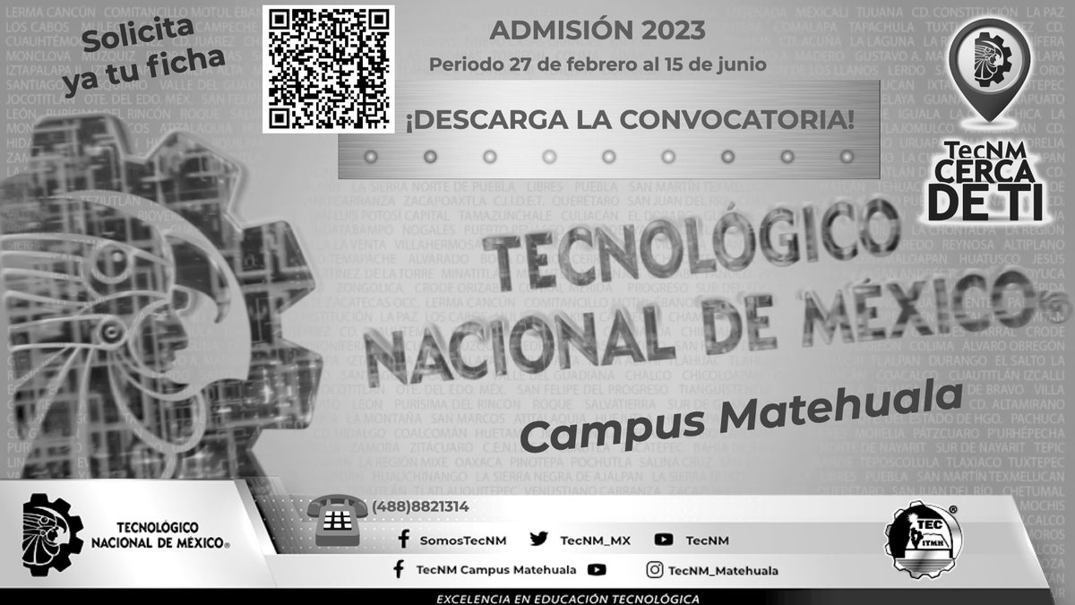 TecNM_MX's tweet photo. #TecNMCercaDeTi
Conoce la oferta académica que el #TecNM campus Matehuala tiene para ti.
Sé parte de nuestra #ComunidadTecNM.
Más información aquí
👉 https://t.co/M3isSk0v4i
#TodosSomosTecNM #ITMH https://t.co/awBq5XuTf4