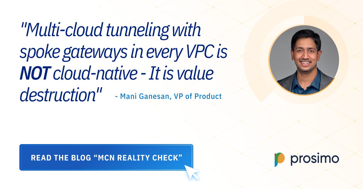 Pondering Cloud-native vs. spoke gateway sprawl? Cloud agility, simplicity &amp; CSP native tools are hallmarks of strong multi-cloud infra. Time for an MCN reality check? 🤔 

Explore pros &amp; cons in our own <a href="/mani_network/">Mani Ganesan</a>'s blog: bit.ly/3J5wwxc

#MultiCloud #MCN #CloudNative