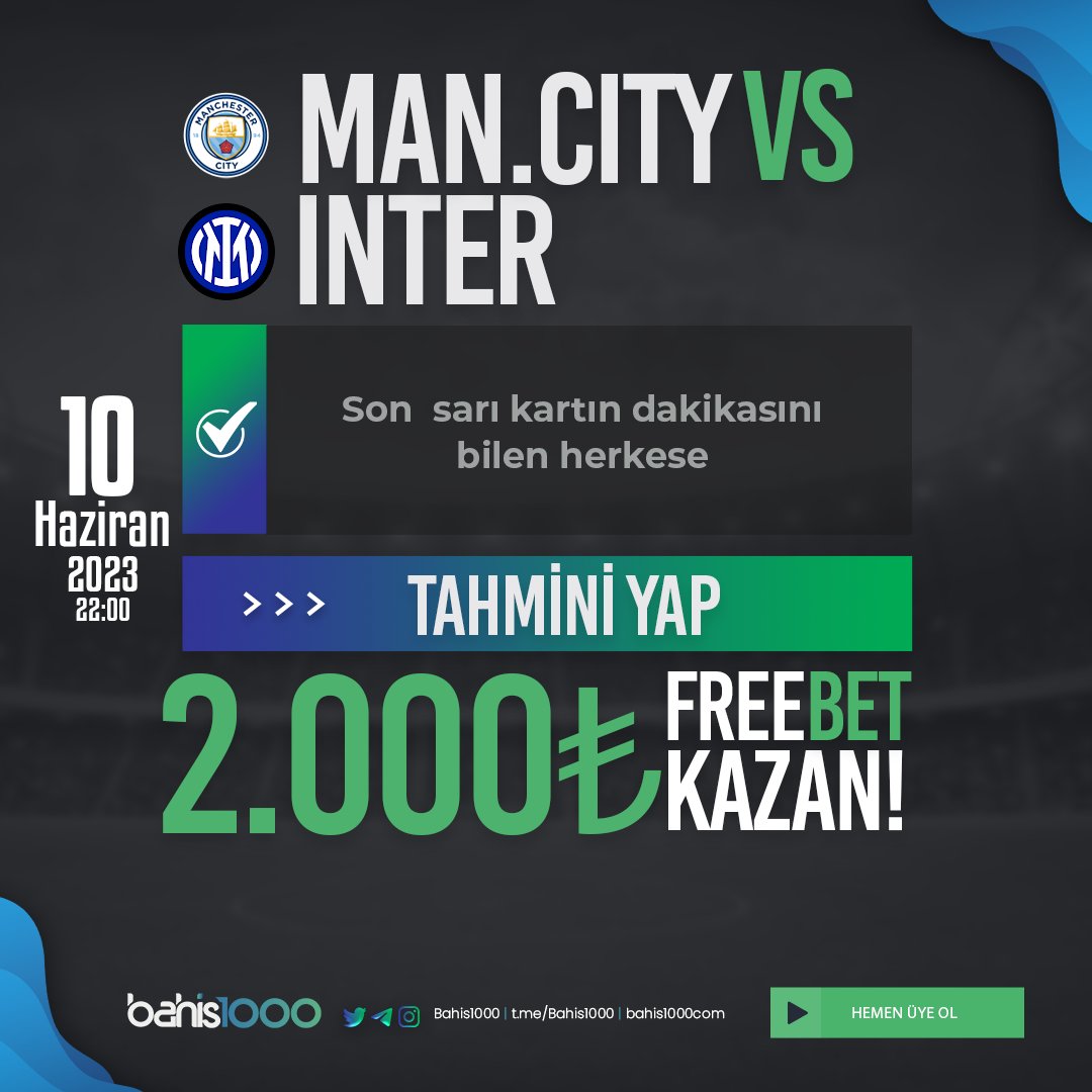 🔥 BAHİS1000 - Maçta Son Sarı Kartın Dakikasını Bilene 2.000 ₺ FREEBET !

✨Rt Fav 5 Etiket       şart yok   

👉Detaylar: 10bahisortami.com/konu/bahis1000…

#bahis #freebet #freespin #slotonline #casino #bonus