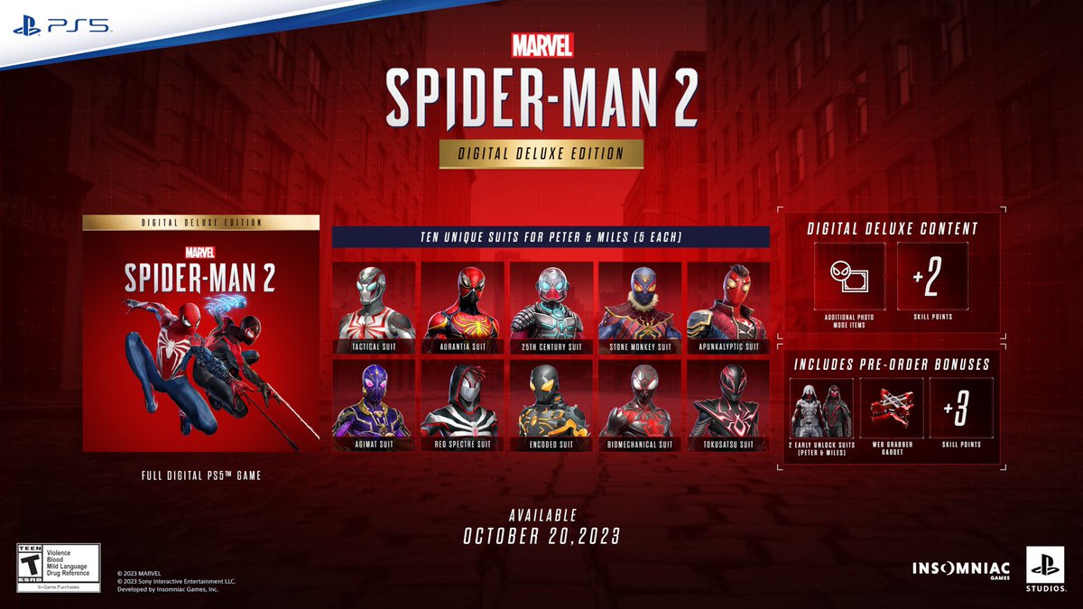 Pre-orders for ‘SPIDER-MAN 2’ begin on June 16.

Exclusive skins and content will be available by pre-order or the Digital Deluxe Edition.