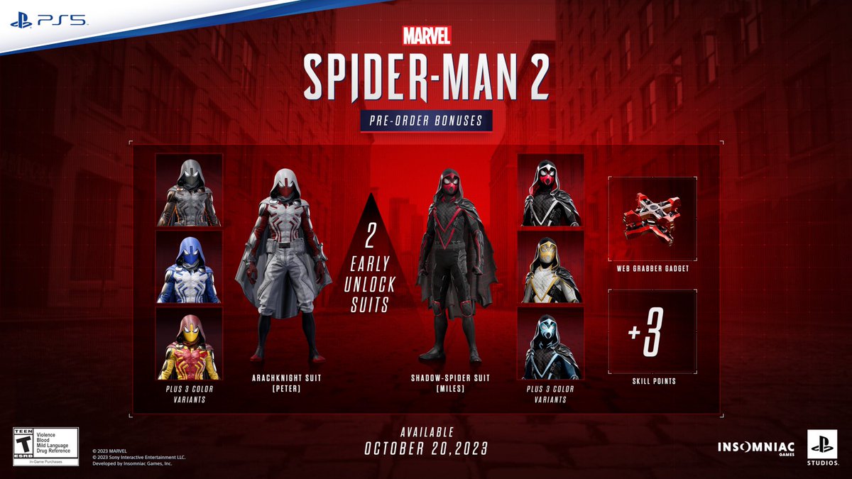 DiscussingFilm's tweet photo. Pre-orders for ‘SPIDER-MAN 2’ begin on June 16.

Exclusive skins and content will be available by pre-order or the Digital Deluxe Edition. https://t.co/Cp2CPNjLj7