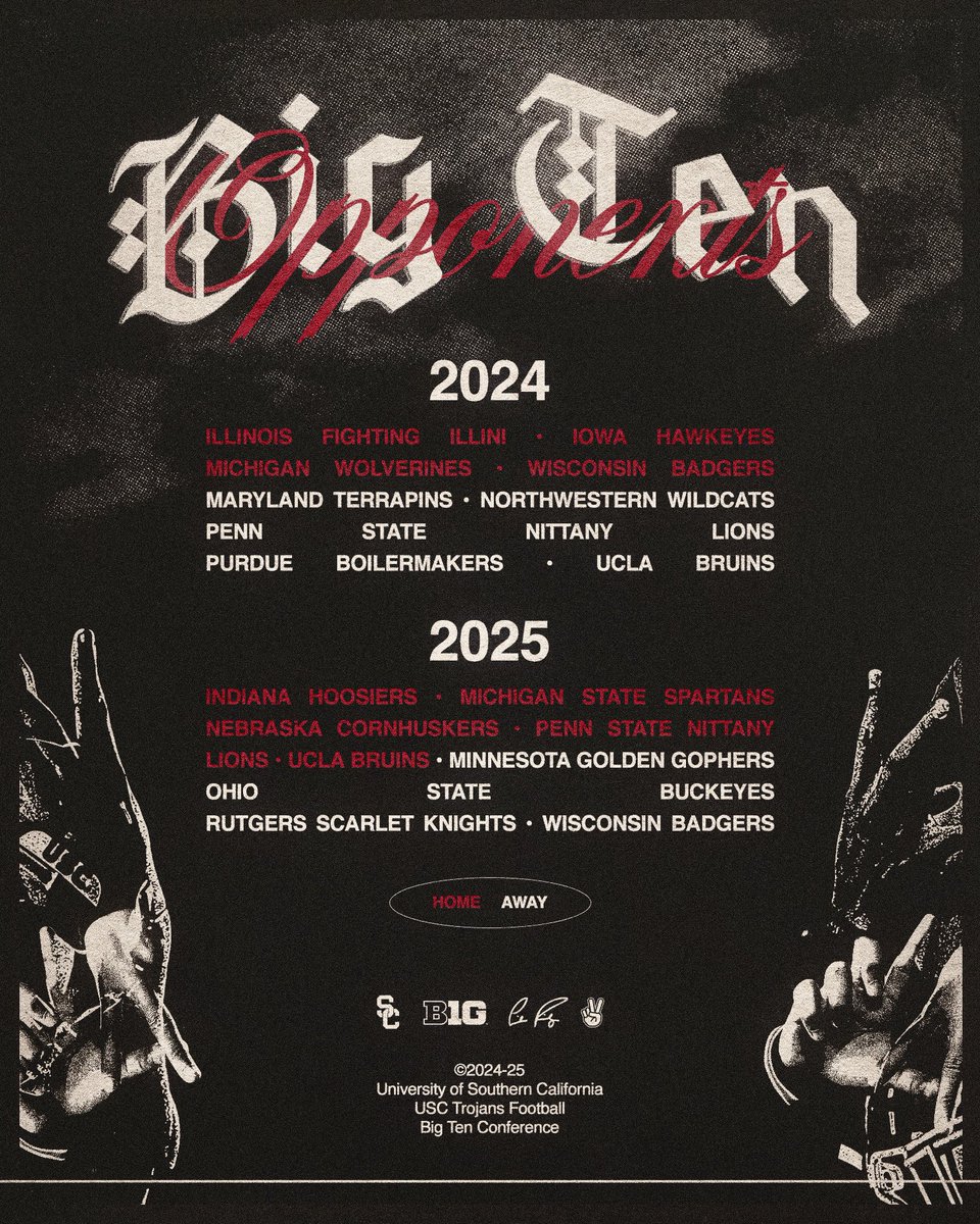 B1G things coming soon! 

Here’s your first look at our 2024 and 2025 <a href="/BigTen/">Big Ten Conference</a> opponents… 👀✌️

🔗: bit.ly/b1g2425

#B1Gfootball24and25 x #FightOn