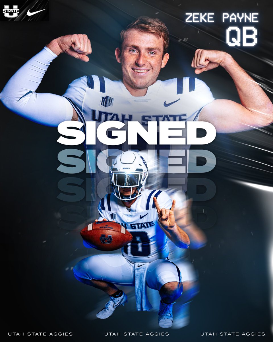 USUFootball's tweet photo. 🚨@ZekePayne10 is SIGNED🚨

Let’s welcome this QB to 𝑻𝒉𝒆 𝑽𝒂𝒍𝒍𝒆𝒚!

#AggiesAllTheWay https://t.co/YH8Bji0Ids