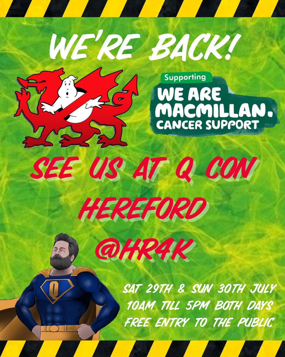 welshghostbust's tweet photo. 𝐖𝐞’𝐫𝐞 𝐁𝐚𝐜𝐤!!
Returning to our first Con since 2019 - We will be in attendance at Q Con 2023 in Hereford!!
Sat 29th & Sun 30th July
10am till 5pm both days
Free entry to the public
2 days of local filled epicness! With a focus on comic books and comic art.
#ghostweek https://t.co/o7SSEVYrPL