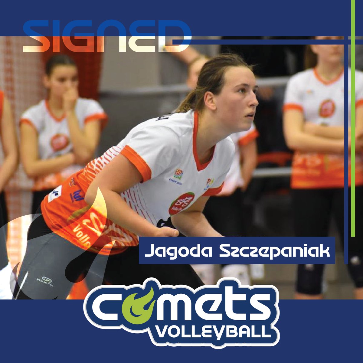 WIT_Comets's tweet photo. Comets volleyball is spiking with excitement as we introduce our newest additions, Jagoda Szczepaniak and Giulia Carelli. We can't wait to have them join us for our inaugural season! #CometsVolleyball #Signed #WITComets https://t.co/bBtiW5MalO