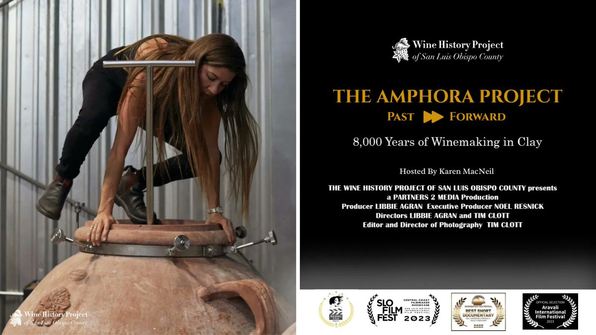 SLOWineHistory's tweet photo. Exciting news - our film, The Amphora Project - Past Forward featuring local winemakers and history, has been selected for the Wine, Women & Film Festival in Los Angeles! 🎉 Film Trailer: https://t.co/EgOsm2Zz6B #SLOwine #PasoWine #PasoRobles #SanLuisObispo https://t.co/evCr8LImrR