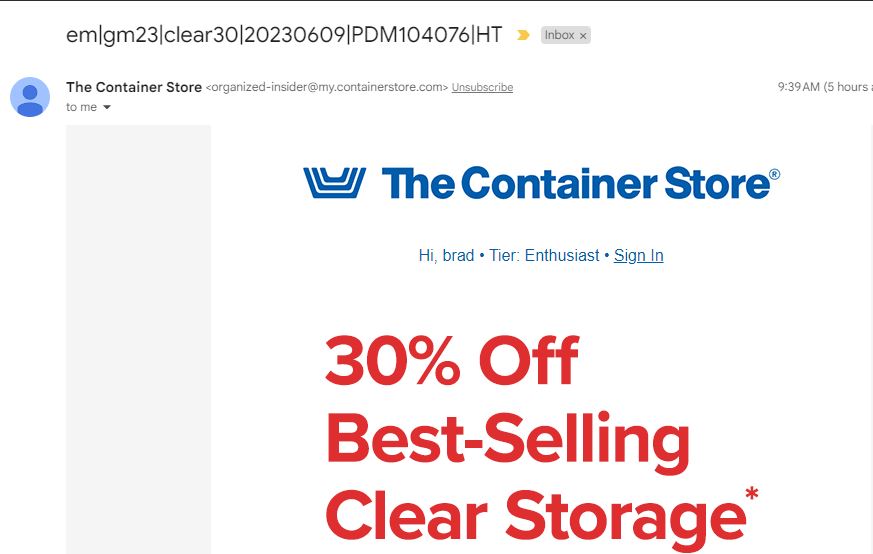 that subject line really got me <a href="/ContainerStore/">The Container Store</a>