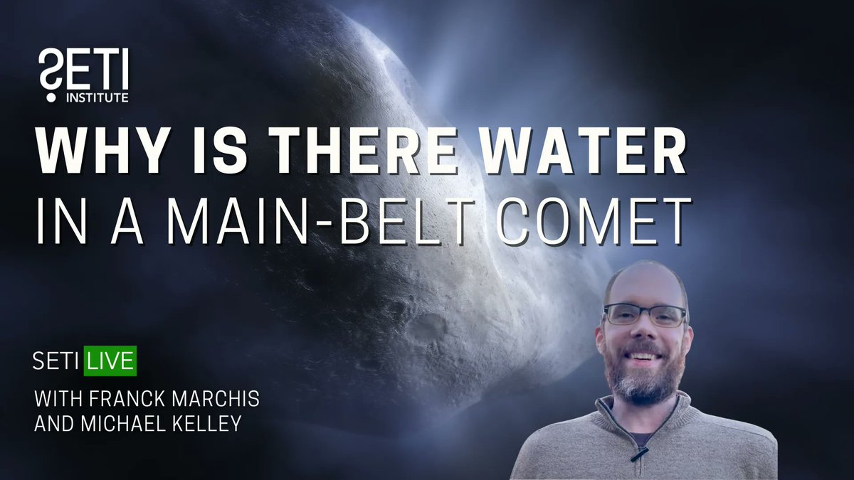 SETIInstitute's tweet photo. Next #SETILive: Water in a Rare Main-Belt Comet?
TODAY, Jun 08, 2:30 PM PDT

@NASAWebb recently revealed the surprising presence of water in a main belt comet. Join @javacitrus and @AllPlanets as they discuss the significance of this discovery. WATCH LIVE: https://t.co/cAQx7rdvRQ https://t.co/NHygoXWAaq
