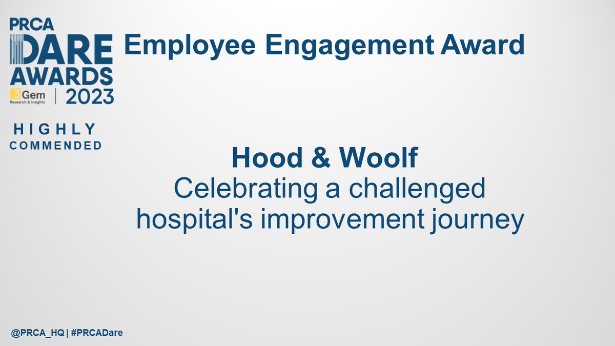 PRCA (@prca_hq) on Twitter photo 💐 Highly Commended Employee Engagement Award 💐
We commend <a href="/HoodWoolf/">Hood & Woolf</a> for their remarkable work in celebrating a challenged hospital's improvement journey.
#PRCADare #PRCA_HQ 👏 💐 Highly Commended Employee Engagement Award 💐
We commend <a href="/HoodWoolf/">Hood & Woolf</a> for their remarkable work in celebrating a challenged hospital's improvement journey.
#PRCADare #PRCA_HQ 👏