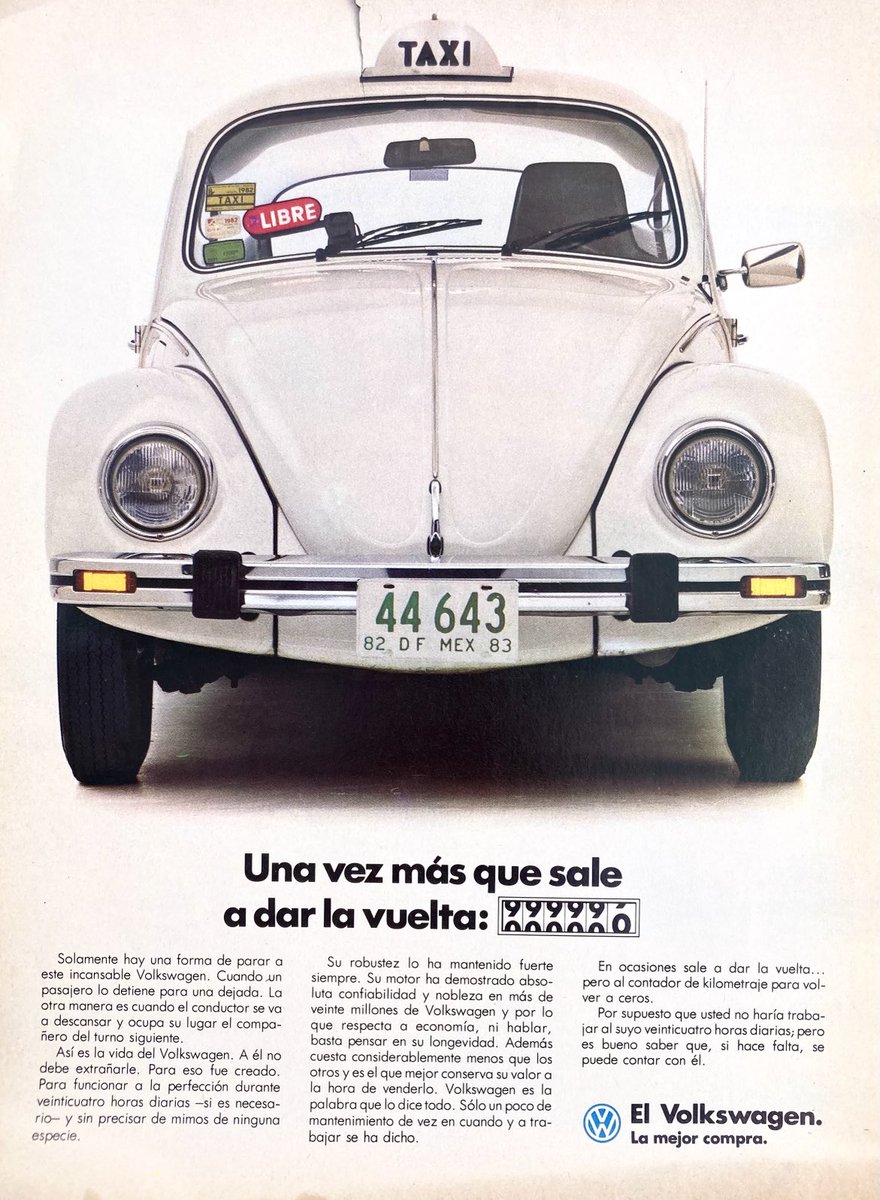 “Hace unas décadas”. Publicidad del VW sedán de 1982.