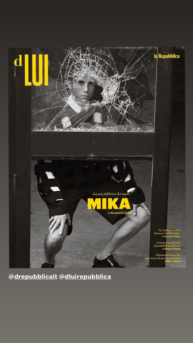 MikaItalianFans's tweet photo. .@Dluirepubblica ❤️@mikasounds ❤️
Sabato in edicola! ☺️🤩✌️
#mikainstagram #MikaStories 

https://t.co/OXs5Qkdac4 https://t.co/WYbGkBnl13