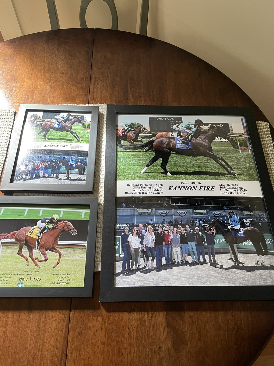LakesideGil's tweet photo. Winners Circle pictures came today:
Blue Times @ Monmouth
Kannon Fire @ Belmont
Both allowance winners
Hats off to  Danny Gargan&amp;  Linda Rice for getting them ready to roll https://t.co/qjAfpN2Yxs