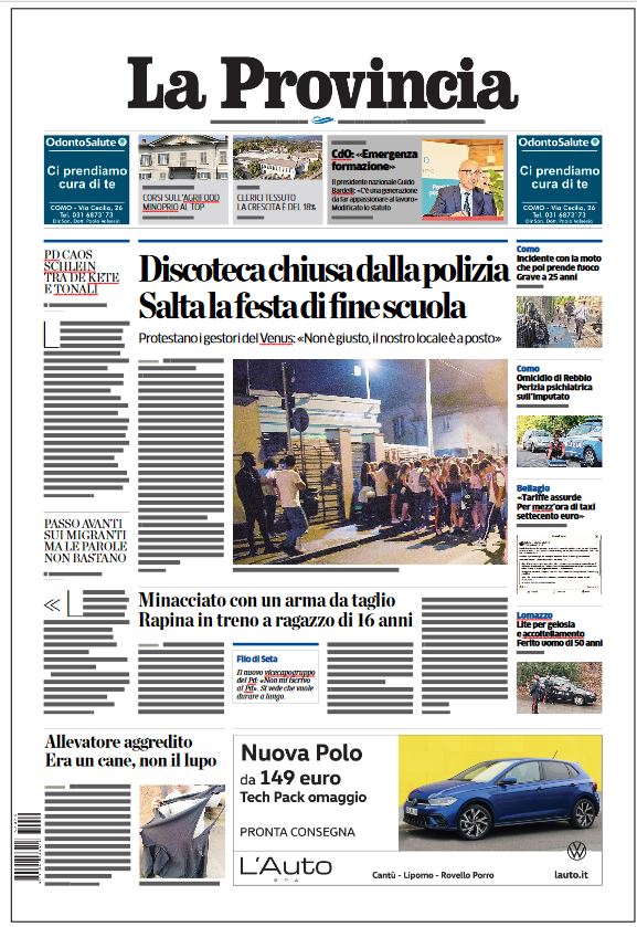 La #primapagina de <a href="/laprovinciadico/">La Provincia di Como</a> di #venerdì9giugno2023
E le altre sono qui:
edicoladigitale.laprovinciadicomo.it/provinciaspa/n…