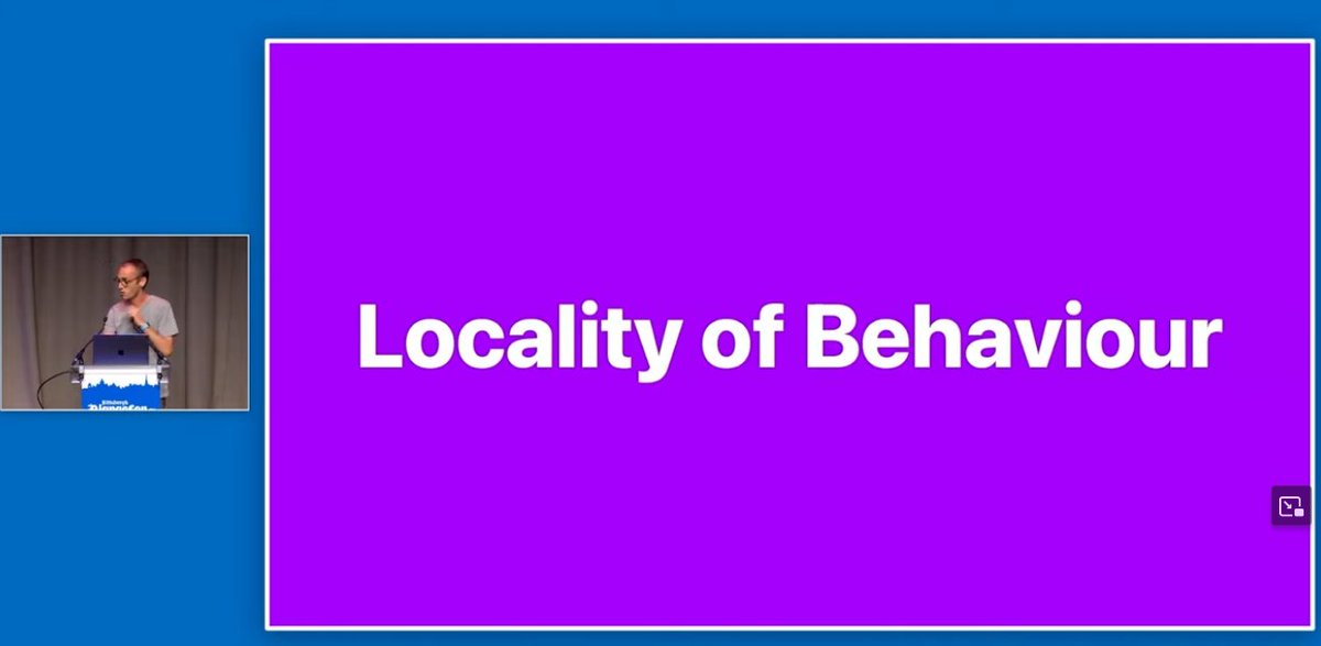 very excited to see @carltongibson applying the idea of 'Locality of Behavior' to other aspects of Django development! also applies to @tailwindcss, @Alpine_JS and hyperscript.org original LoB essay: htmx.org/essays/localit… complete talk: youtube.com/watch?v=_3oGI4… 💪