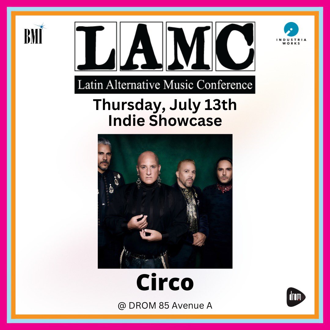 Nos vemos en New York este verano!  Regresamos al Latin Alternative Music Conference (.<a href="/theLAMC/">LAMC</a>) para presentarles novedades en el Indie Showcase el jueves 13 de julio, 2023 en .<a href="/dromnyc/">DROM</a>! ⚡️💛 🎪 

Regístrate 👉🏼 latinalternative.com