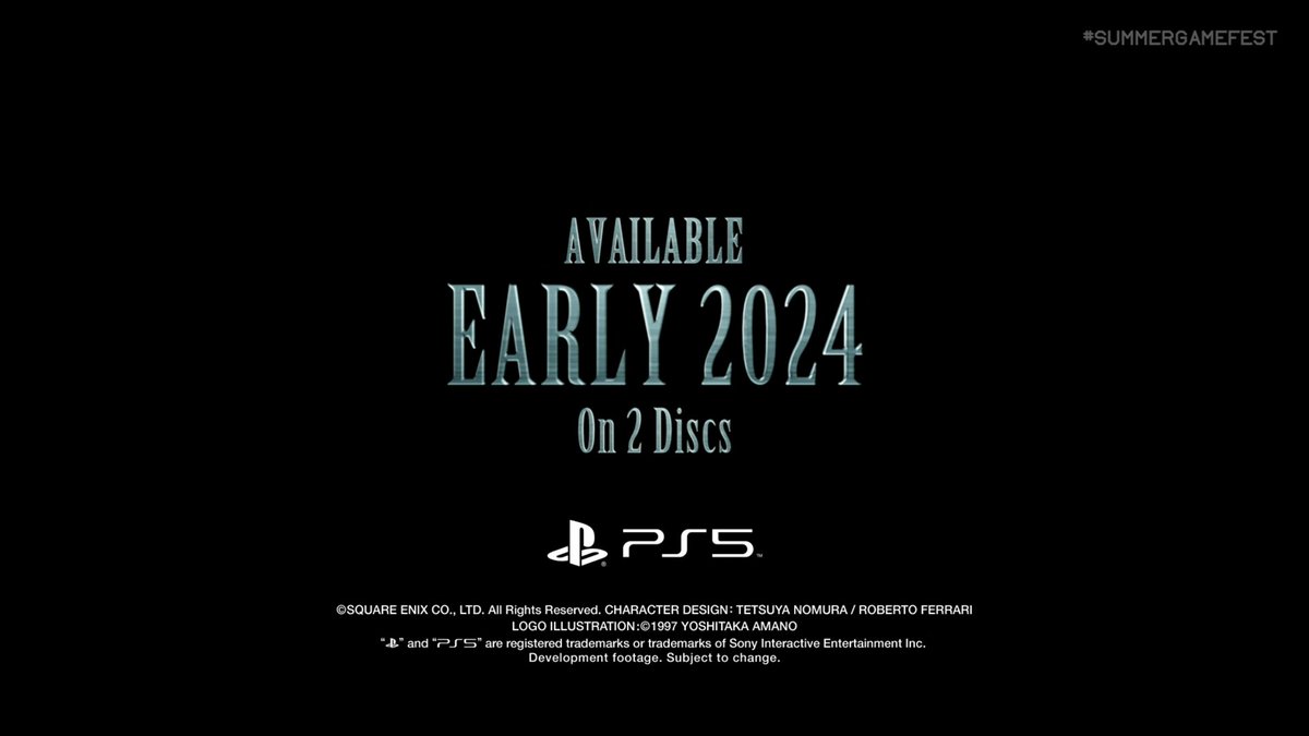 FF7 Rebirth out early 2024 on 2 discs
