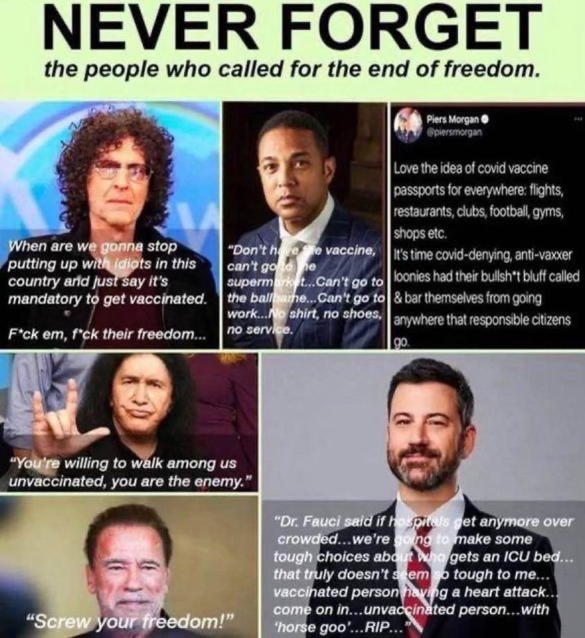 #NeverForget #NeverForgive 
Always remember the IDIOTS who attacked those who refused to get vaccinated by a 'unproven' vaccine.
