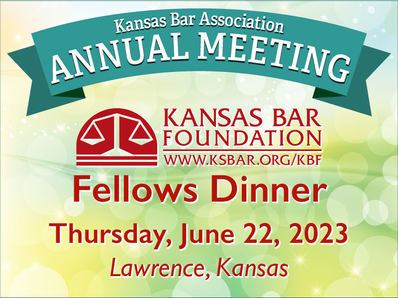 KansasBar's tweet photo. June 11 is the final day to register for the 2023 KBF Fellows Dinner. The dinner will be Thursday, June 22, in Lawrence in conjunction with the 2023 KBA Annual Meeting. Register at: https://t.co/a12T0LKRqm https://t.co/0cKBL4vkv4