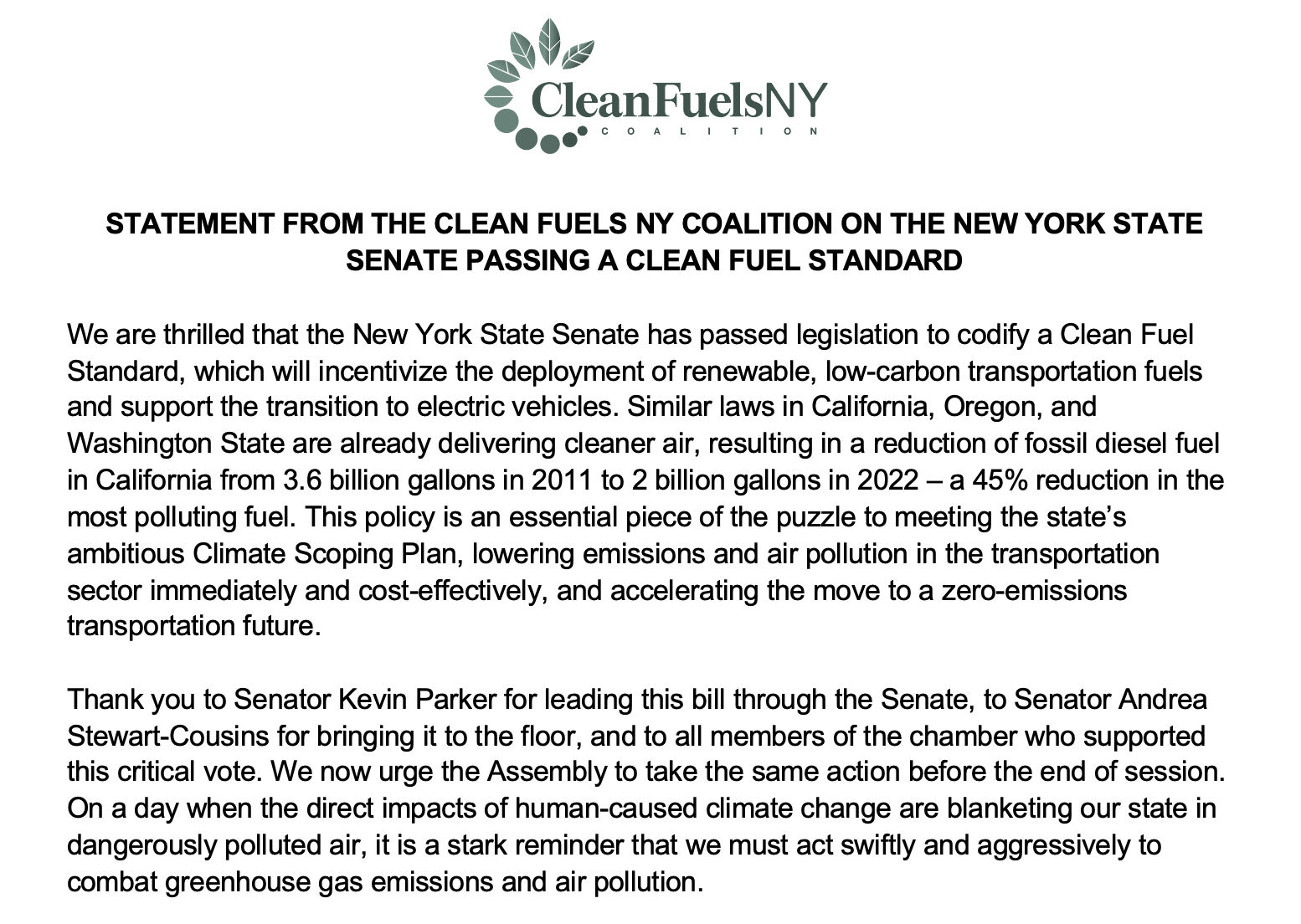 Clean Fuels NY Coalition on Twitter "We are thrilled that the New York