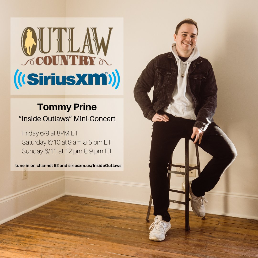 siriusxmoutlaw's tweet photo. Hear @TommyPrine #InsideOutlaws mini-concert #ThisFarSouth from #NYC airing FRI 6/9 8pET; SAT 6/10 9a&amp;5pET; &amp; SUN 6/11 12&amp;9pET @SIRIUSXM Ch62 &amp; streaming on the #SXM app &amp; https://t.co/Y7yOlOlHQH https://t.co/5CHy8bTAtH
