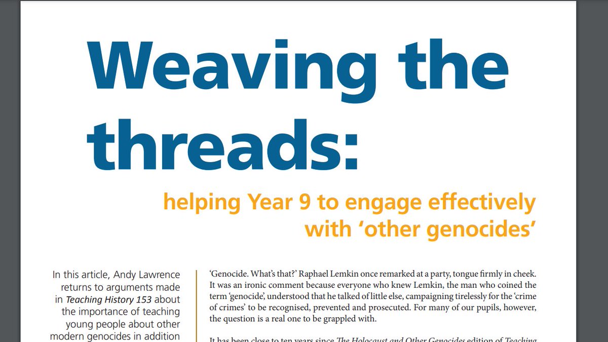 We hope that this <a href="/histassoc/">Historical Assoc</a> article might be useful for #historyteachers teaching the Holocaust &amp; other genocides #NeverAgain  <a href="/Counsell_C/">Christine Counsell</a> <a href="/JFreemanHistory/">Mr Freeman</a> @freereed59 <a href="/BeBoldHistory/">BeBold History Network</a> @history_sam <a href="/KatieAmery/">Katie Amery</a> <a href="/MrsBallAP/">Rachel Ball</a> <a href="/DTownsendNUSA/">DTownsend</a>  <a href="/EG_Carr/">Elizabeth Carr</a> <a href="/SadieEmeryTeach/">Sadie Emery</a> <a href="/AlvaRmps/">Mrs Chesher</a>