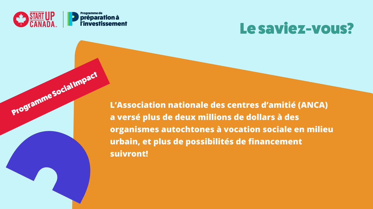 Startup_Canada's tweet photo. Au cas où vous l’auriez manqué, @NAFC_ANCA d’amitié a déclaré sa promesse de verser plus de deux millions de dollars à 28 organismes autochtones à vocation sociale en milieu urbain de partout au Canada dans le cadre du Programme de préparation à l’investissement. #IRProgram https://t.co/krzjz0uI33