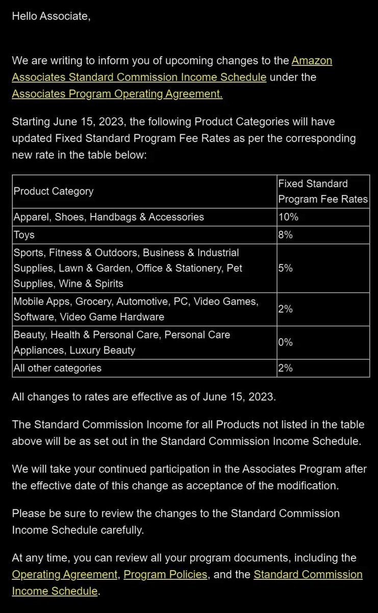 Amazon will start paying affiliates 0% commissions on products categorized as Beauty, Health &amp; Personal Care, Personal Care appliances, and Luxury Beauty later this month.