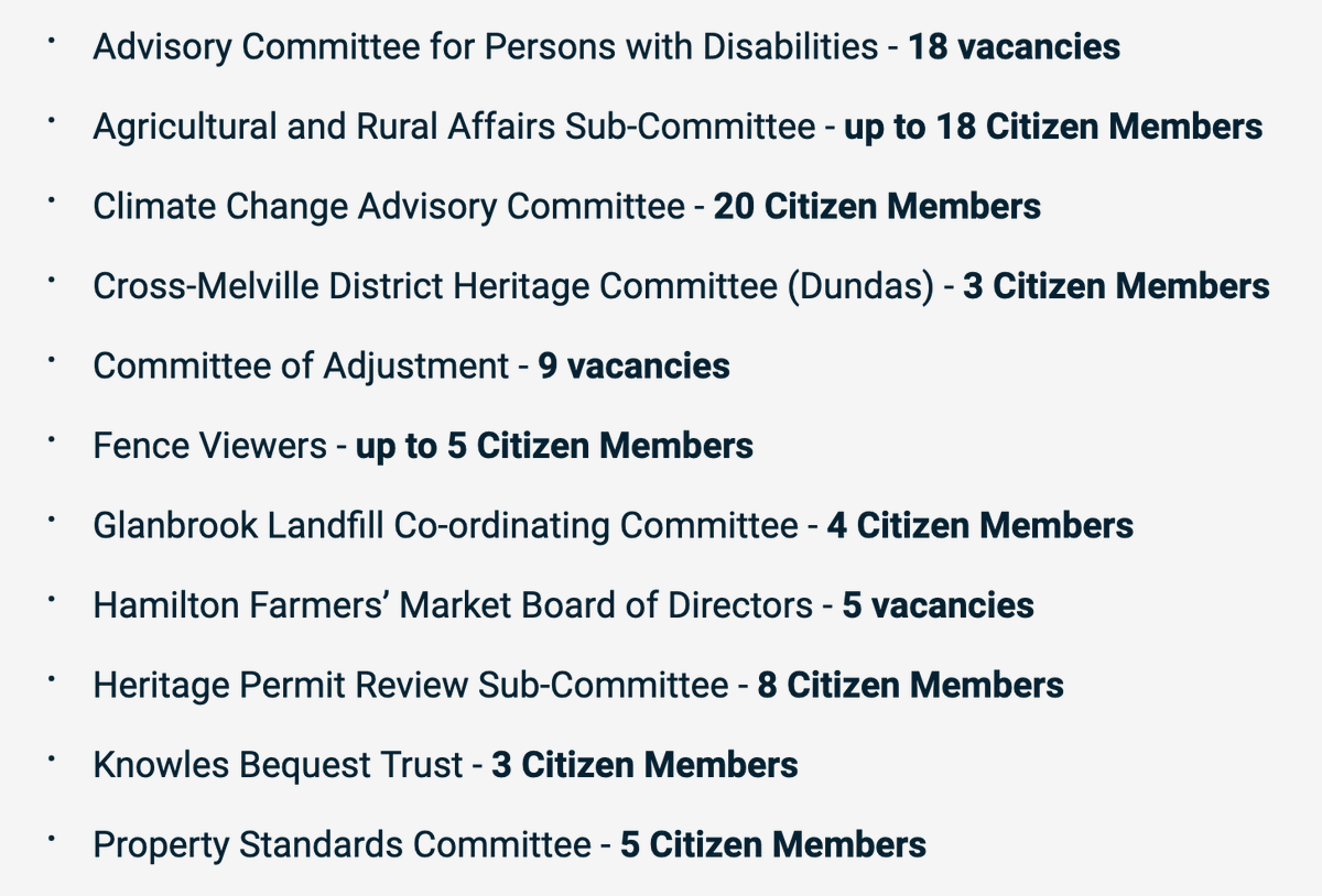 CameronKroetsch's tweet photo. I'm saying it loudly, hoping that many in #HamOnt hear the call - the @cityofhamilton is still looking for people for a number of the City's Agencies, Boards, and Sub-Committees. Please consider applying, before July 7, at https://t.co/MNgwh3atkc. Questions? Reach out anytime. https://t.co/ggTnhPDR61