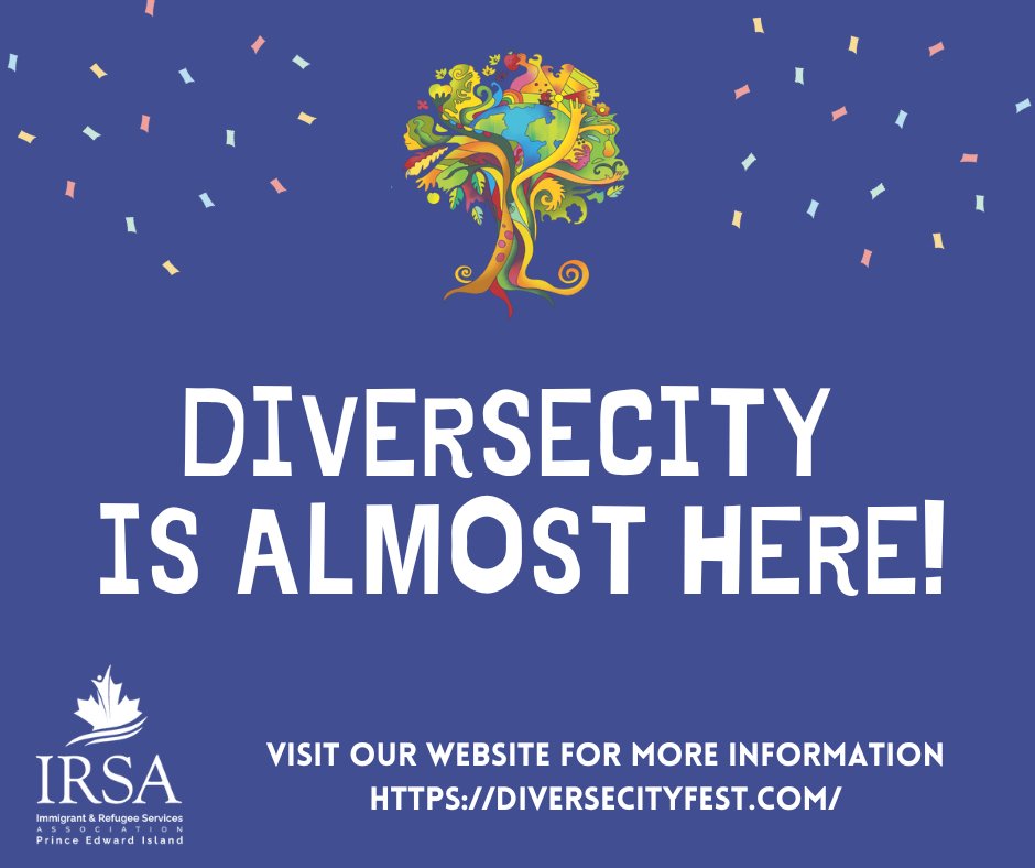 Join us at the DiverseCity Festival on SUPER SUNDAY, June 25th in Charlottetown! 🎉
🎶 Live music, dance, delicious food, and more! 
Vendors wanted! Secure your spot before June 12th for the Charlottetown show!
Let's celebrate unity in diversity!🎉
#DiverseCityFestival <a href="/IRSAPEI/">IRSA PEI</a>