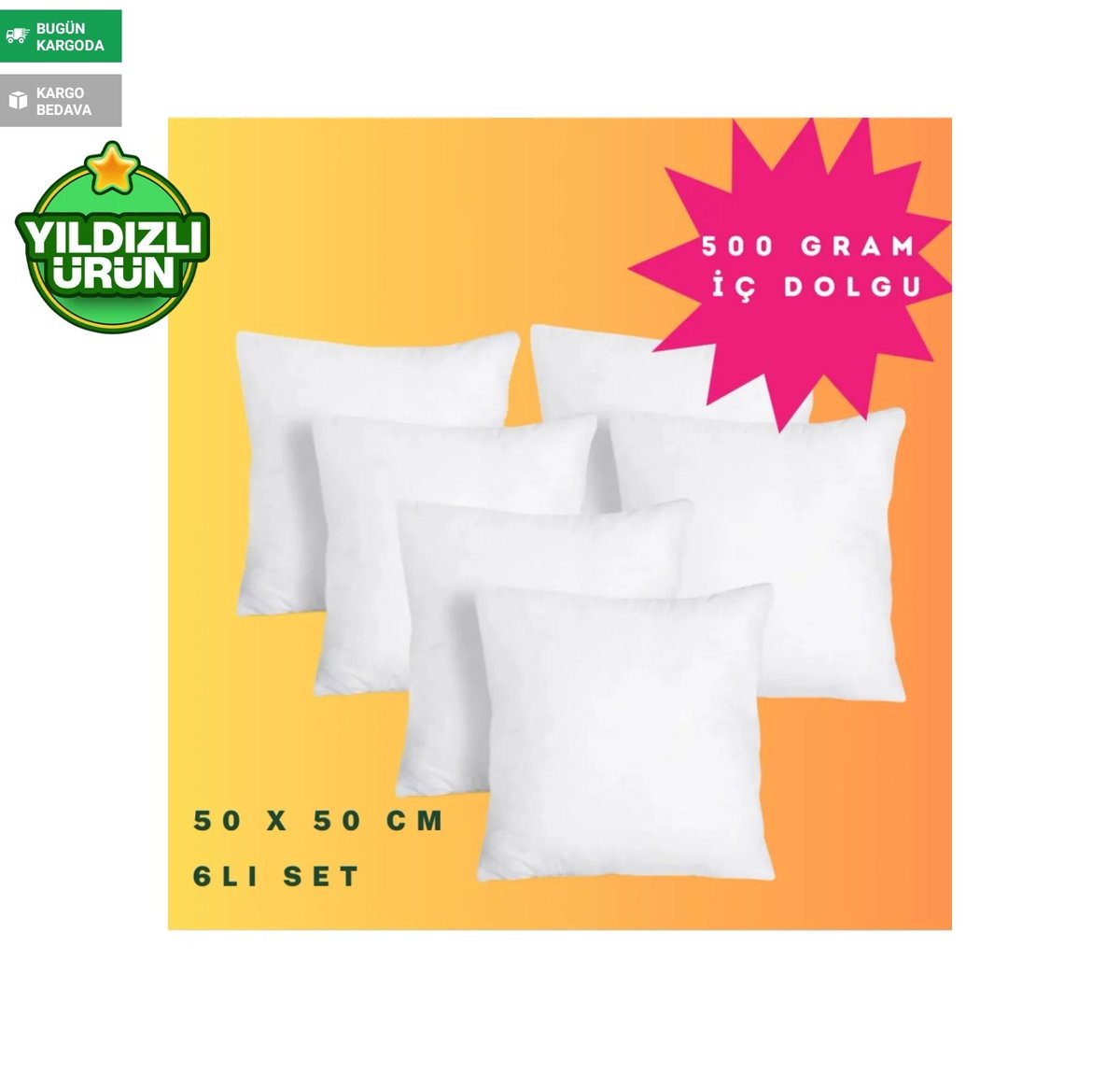 Tam 500 gram silikon boncuk elyaf dolgulu, 50x50 cm kırlent içi setlerimiz, indirimli fiyatlarla trendyol mağazamızda:

ty.gl/g1vmqwquwb