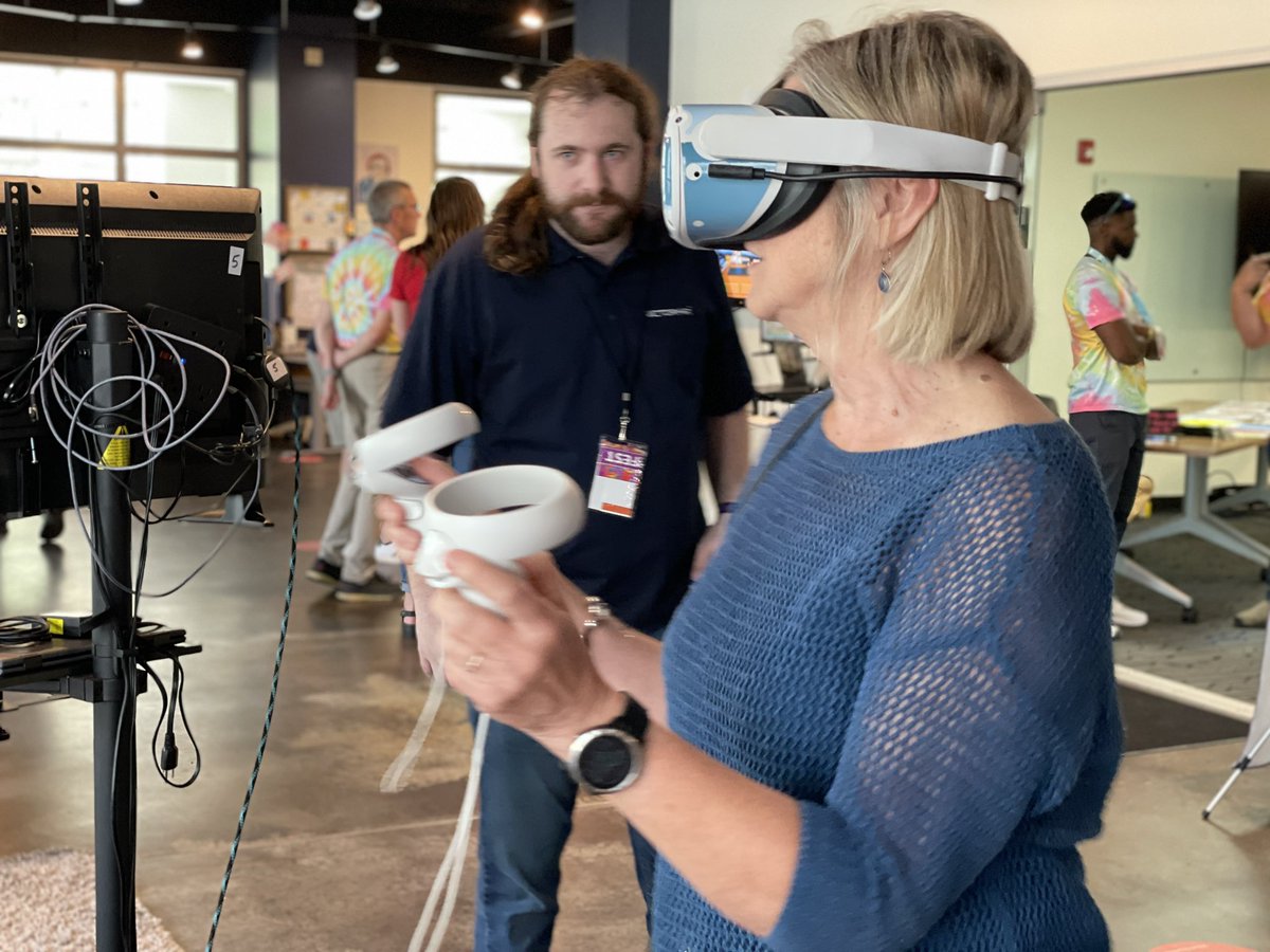 EdTechIowa's tweet image. What does the future of learning look like? @EntreFEST attendees were able to experience it first-hand this afternoon at the #EdTechIowa showcase! Thanks to @VIVEDlearning, @VictoryXR, @FoundLearn, and Cybercade for showcasing their #EdTech.  #EntreFEST23