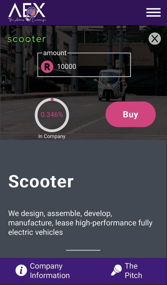 Ever considered investing in my company but didn’t know how? Well here’s a fancy platform looking to democratize wealth and have you becoming a shareholder in my company @scooterrsa. 

Click on the link 💻 wealth.aions.co.za/welcome