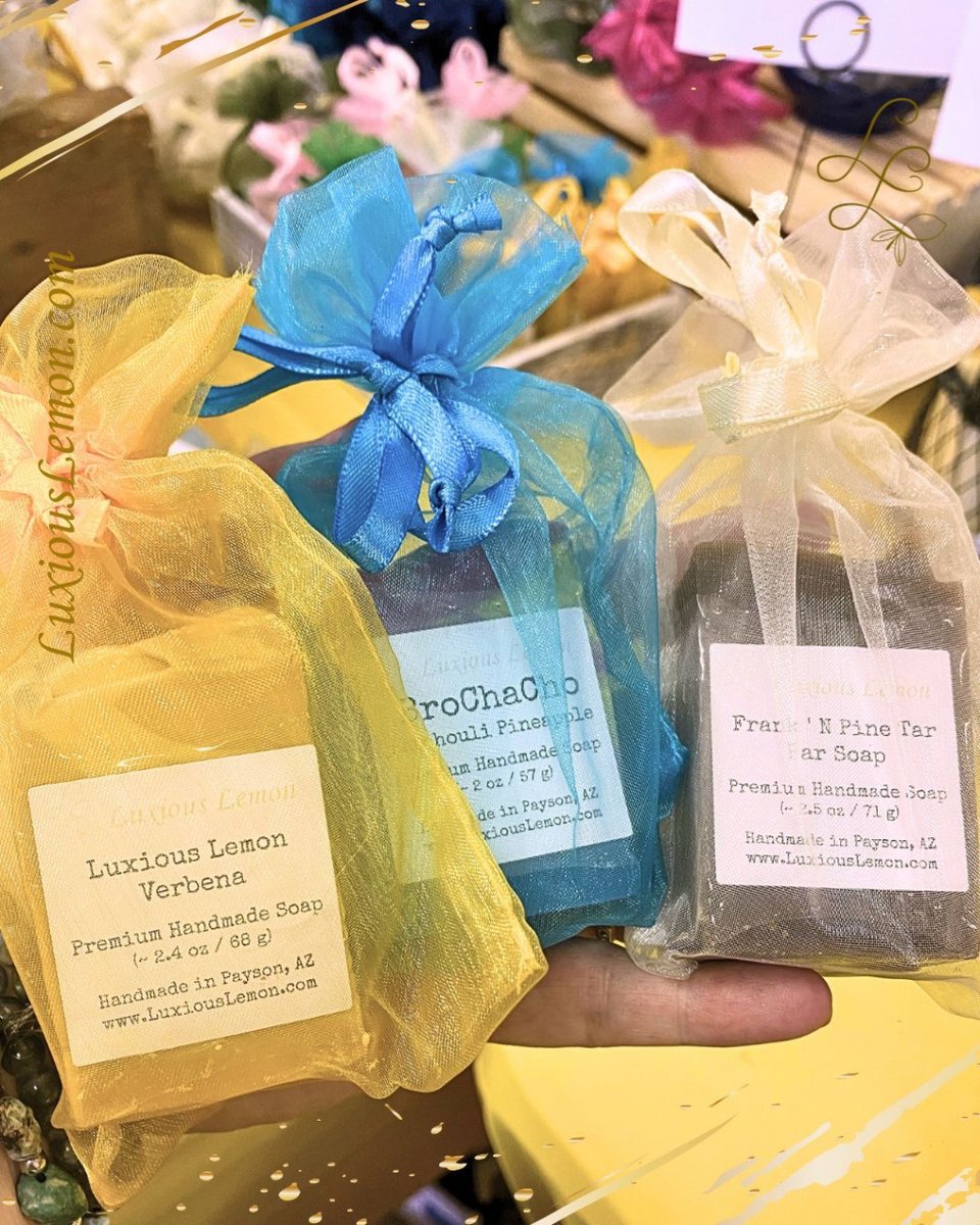 LuxiousLemon's tweet photo. Not sure which to choose? Try a few! Now available: half-bar soaps! We understand our #barsoaps last "too long" &amp; you want to be able to switch between our scent blends sooner🥰 Several are available now &amp; more will be added soon!☀️ #soapbars https://t.co/BAl5vwYU6h #luxiouslemon https://t.co/Va8mM1PD7t