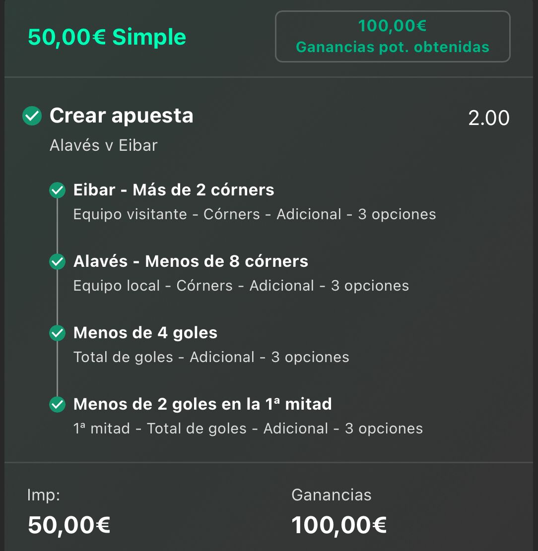 ✅✅✅✅✅✅✅✅✅✅
¡Y SONÓ CHOFF..!

+50€💵

Es una locura lo que estamos consiguiendo por el canal Premium. 😱

Últimas 5/5 apuestas acertadas 🏆🤑
