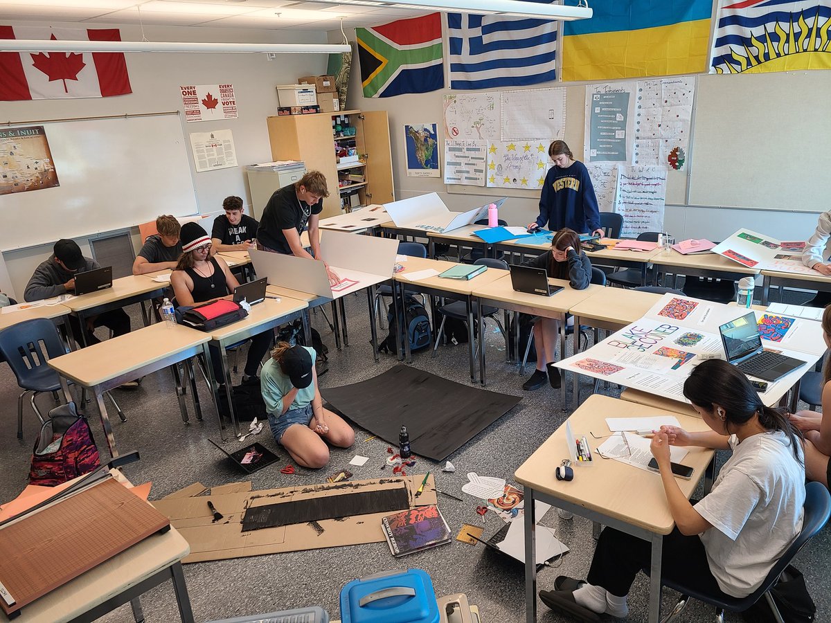 lkopy's tweet photo. @VernonSecondary Contemp. Indigenous Studies 12 preparing their Reclaiming Indigenous Culture projects! #sd22learns https://t.co/ys459obOTZ