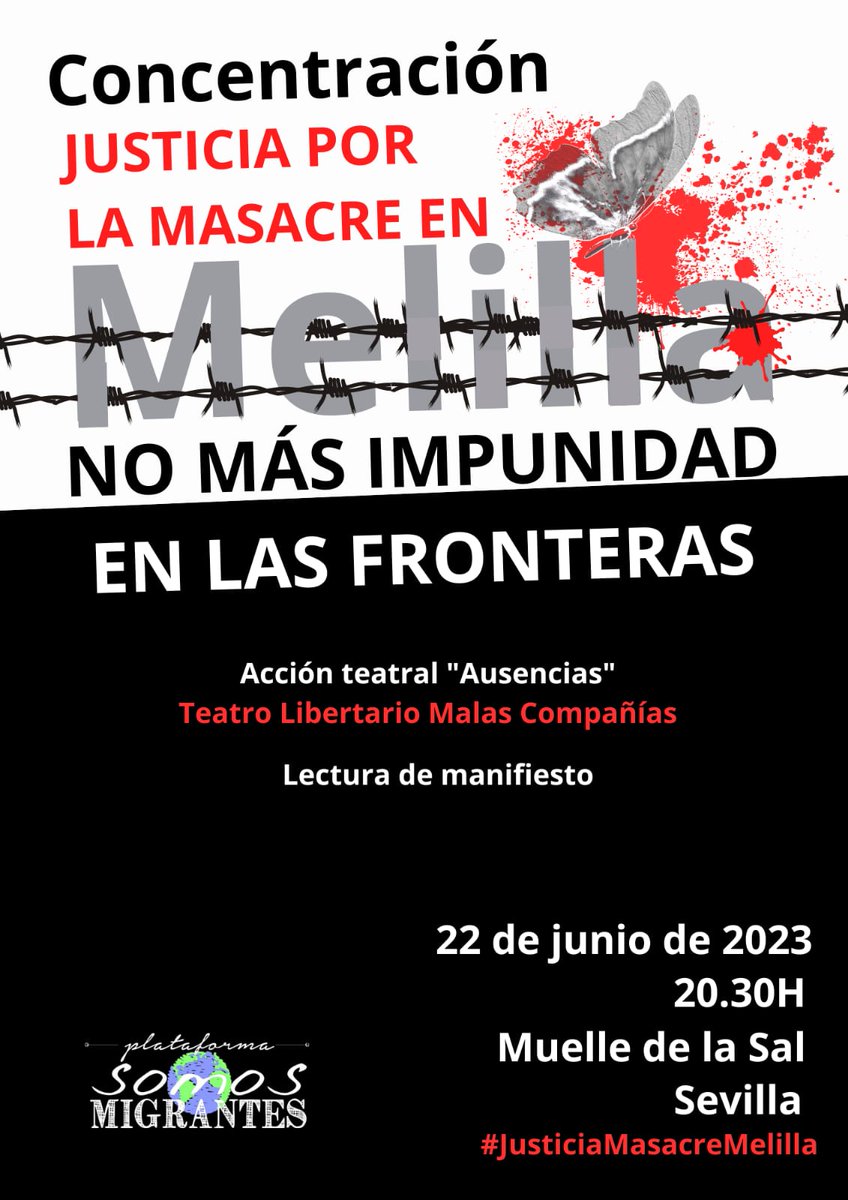 El 22 os esperamos para que la masacre de Melilla no quede en el olvido.