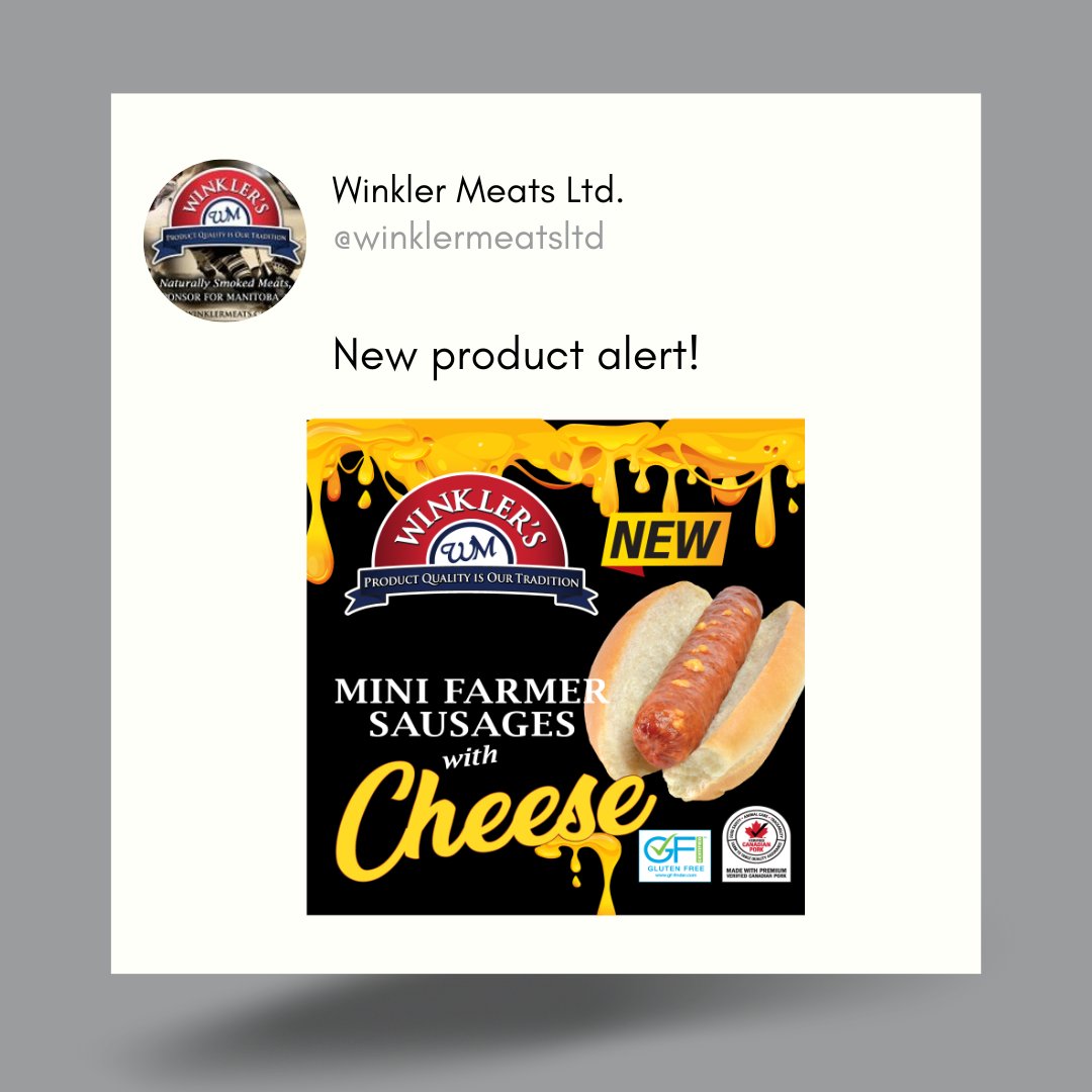 WinklerMeats's tweet photo. Get ready to meet our brand-new Farmer Sausage with Cheese that will delight your taste buds, coming to a grocer near you! Stay tuned! 
#winklermeats #farmersausages #farmersausageslices #mbpork #glutenfree  #minifarmersausages #cheesefarmersausage https://t.co/i071hdVsej