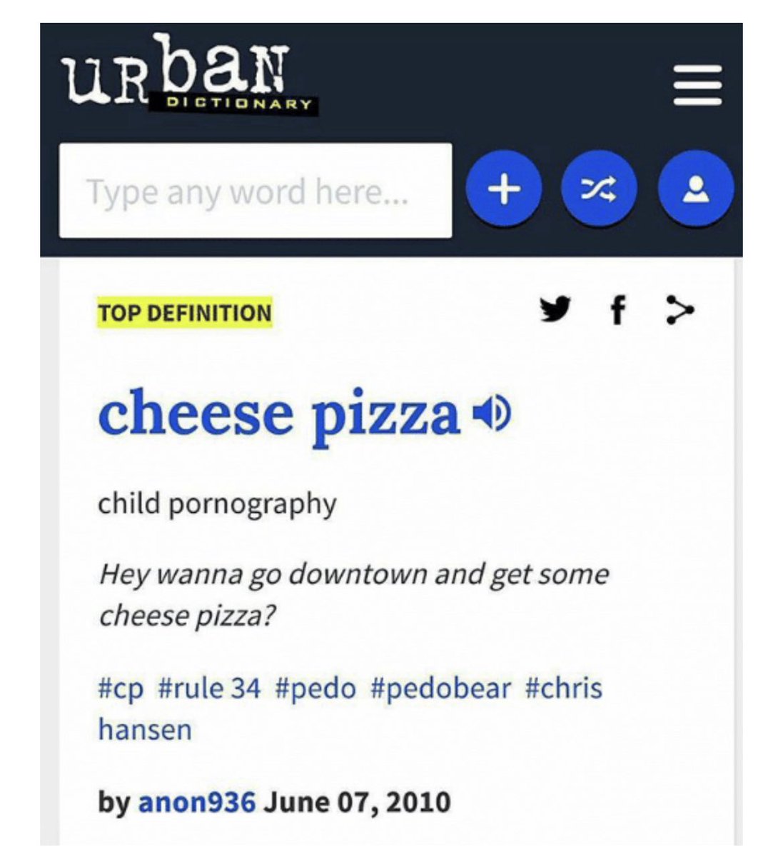 LIZ CROKIN on Twitter "This is false. Pizza has been a known pedophile