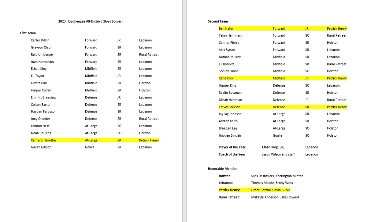 Congrats to these individuals that were voted to the 2023 Hogoheegee Boys Soccer All-District Selection #WinTheDay #DigDeeper #GoRebels