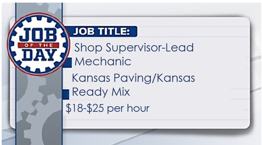 If you are looking for a new job, Kansas Paving/Kansas Ready Mix may be the road you are looking for.
apply/learn more at: kansasworks.com/jobs/12543926

@keithlawing @BWhippleKS @SedgwickCounty @KansasWorkforce @workforcecenter #Joboftheday #BuildingYou