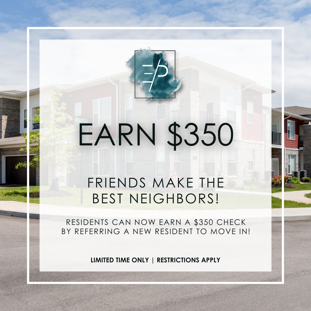 EchoParkAtPC's tweet photo. You read that right! For a limited time only, we are offering current residents a $350 check for referring a new resident to move in.

Reach out to our team for more information!

#EchoPark #PlainfieldApartments #Leasing #NewHome https://t.co/699mx1H6lA