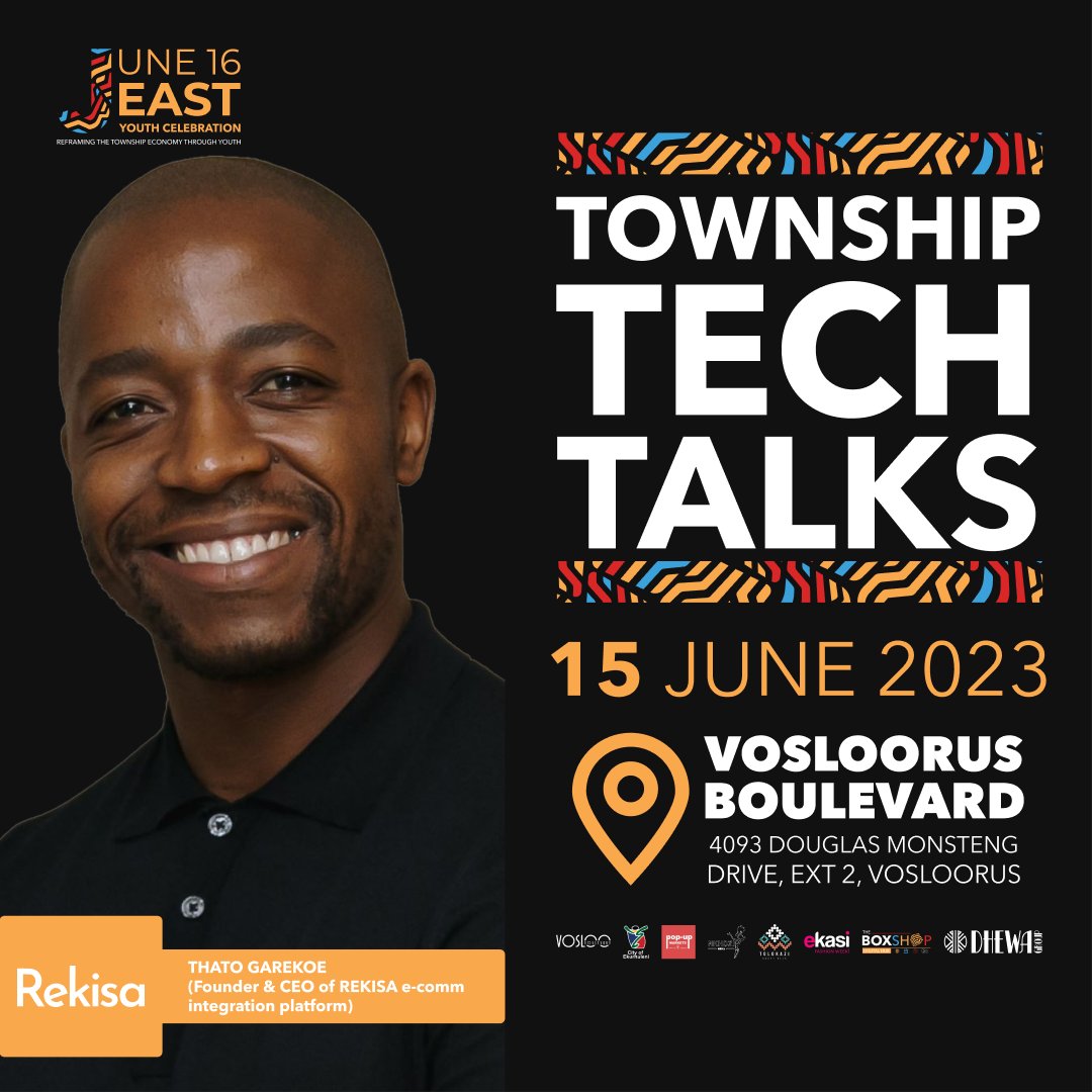#June16EastYouthDayCelebrations
June15,2023 will be hosting Township Tech Talks 💬💬speaker's alert only 50 spots left click the link below to secure your seat:
eventbrite.com/e/june16east-y…

<a href="/DigifyAfrica/">Digify Africa</a> <a href="/Rekisa/">Rheky</a> <a href="/AirbuySA/">Airbuy Africa</a>