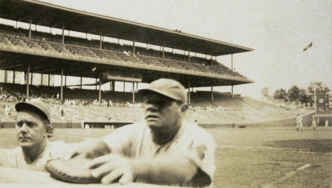 Rare shot of Babe Ruth at Wrigley Field, 1938