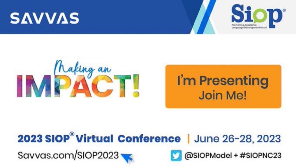 beyond excited to be presenting alongside @CJastzabski for the 2023 SIOP Virtual Conference! join us to see the relationship shared between @SIOPModel and the SoR! #makinganimpact #SIOPNC23